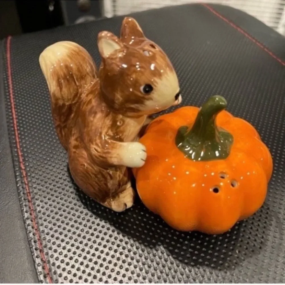 Square and Pumpkin Ceramic Salt & Pepper Shakers